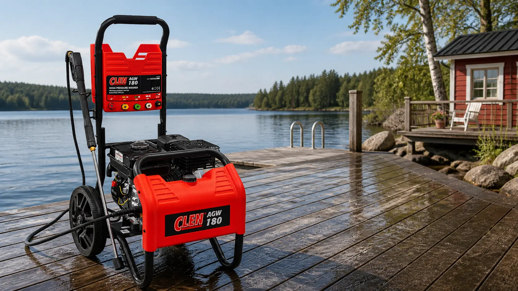 CLEN AGW 180 -polttomoottoripesuri laiturin pesussa