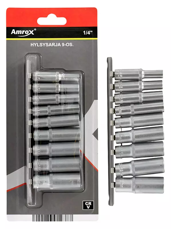 PITKÄ HYLSYSARJA 1/4" 9-OS. - Hylsysarjat 1/4" vääntiöllä - 19030 - 1