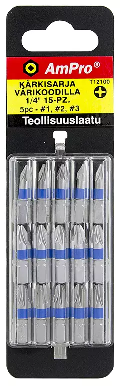 KÄRKISARJA PZ 15-OS. VÄRIKOODILLA - Ruuvauskärjet ja -sarjat - 1710 - 1