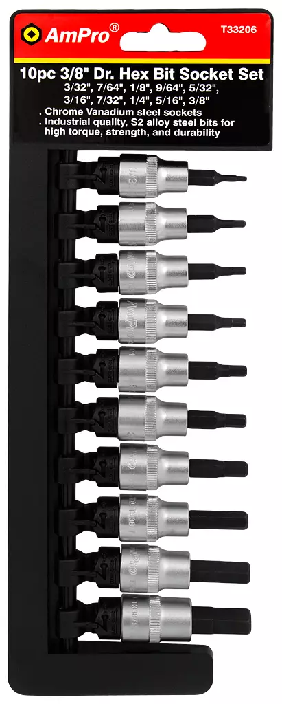 KUUSIOKÄRKIHYLSYSARJA 3/8" SAE 10-OS. - Hylsysarjat 3/8" vääntiöllä - 930 - 1