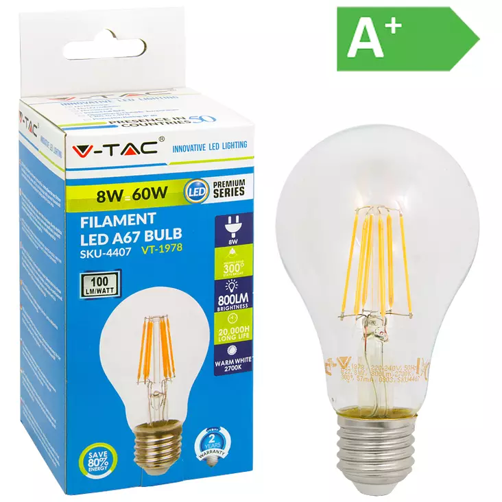 LED-POLTTIMO 8W E27 2700K 800LM A67 FILA - LED lamput E27 - 5350 - 1