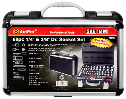 TYÖKALUSARJA 1/4" 3/8" MM/SAE 68-OS. - Hylsysarjat 1/4" vääntiöllä - 4251 - 2