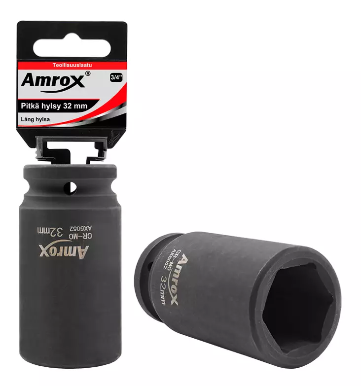 PITKÄT VOIMAHYLSYT 3/4" 6PT Amrox - Voimahylsy 3/4" pitkä - 15821 - 1
