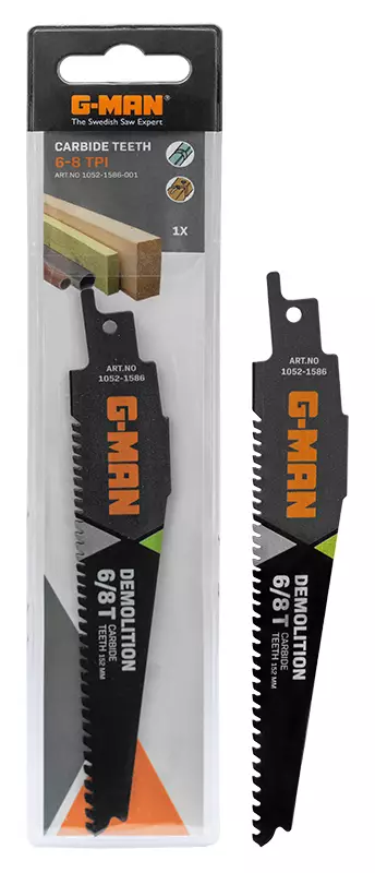 PURKUTERÄ KOVAMETALLI 152x25x1,25mm 6-8TPI GM - Kuvio- ja puukkosahanterät - 16251 - 1