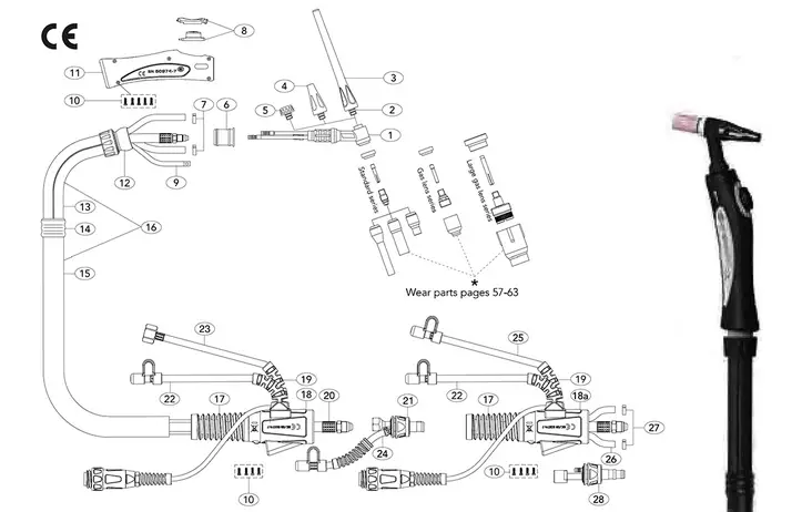 TIG POLTIN-WP20S-320A-W-4M - Tig-Polttimet ja kulutusosat - 16941 - 1