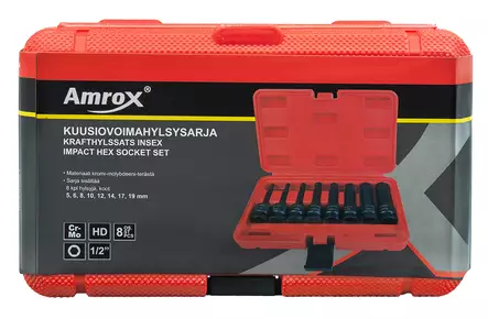 KUUSIOVOIMAHYLSYSARJA 1/2" 8-OS. - Kuusiokolo- ja torx voimahylsysarjat - 31202 - 2