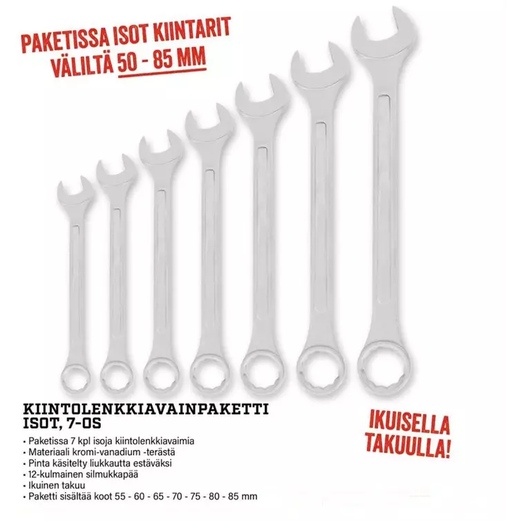 ISOT KIINTOLENKIT 55-80MM PAKETTI - Kiintolenkkiavaimet - 31412 - 1