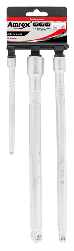 JATKOVARSISARJA 3-OS 1/4", 3/8" & 1/2" WOBBLE - Jatkovarret, vääntimet ja adapterit - 15052 - 1