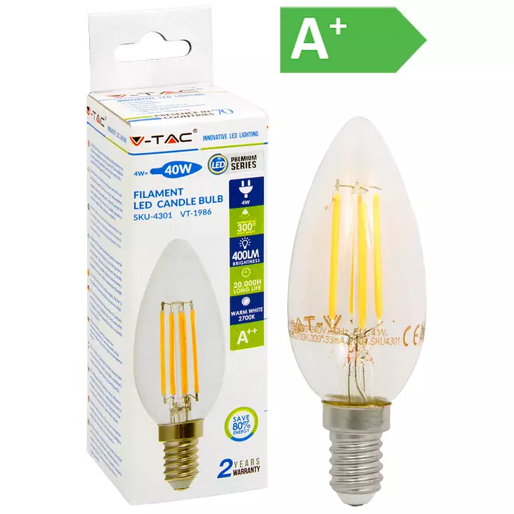 LED-POLTTIMO 4W E14 2700K 400LM CANDLE F - LED lamput E14 - 5362 - 1