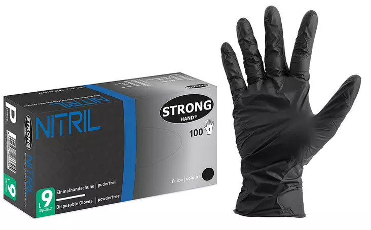 MUSTA NITRIILIKÄSINE KOKO 8/M 100KPL - Kertakäyttökäsineet - 19812 - 1