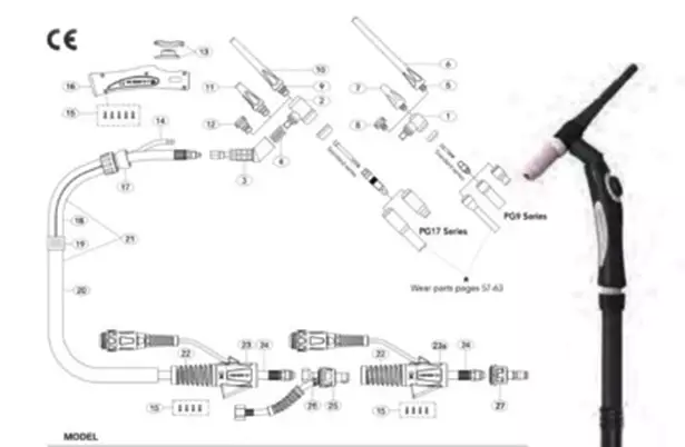 TIG POLTIN 150A-4M - Tig-Polttimet ja kulutusosat - 16942 - 1