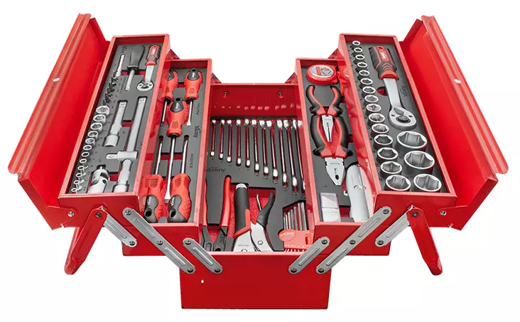 TYÖKALUPAKKI TYÖKALUILLA 1/4" 1/2" 86-OS - Hylsysarjat 1/2" vääntiöllä - 16652 - 1