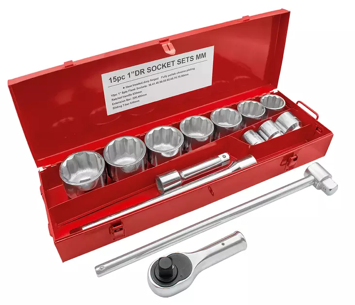 TYÖKALUSARJA 1" 12PT 15-OS. - Hylsysarjat 1" vääntiöllä - 19852 - 1