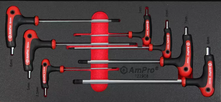 VA-KUUSIOAVAINSARJA T-KAHVA 7-OS. FOAM - Työkalumoduulit - 4922 - 1