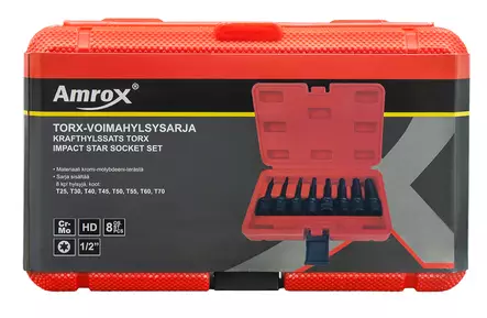 TORX-VOIMAHYLSYSARJA 1/2" 8-OS. - Kuusiokolo- ja torx voimahylsysarjat - 31203 - 2