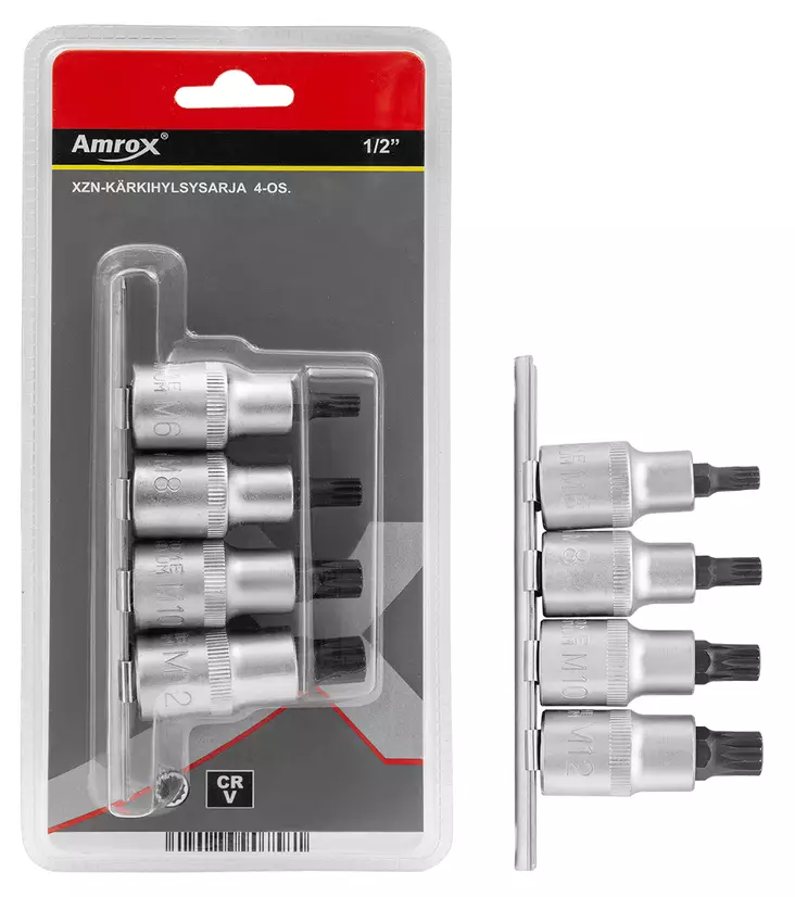 XZN-KÄRKIHYLSYSARJA 1/2" 4-OS. - Torx ja XZN-avaimet ja sarjat - 31393 - 1
