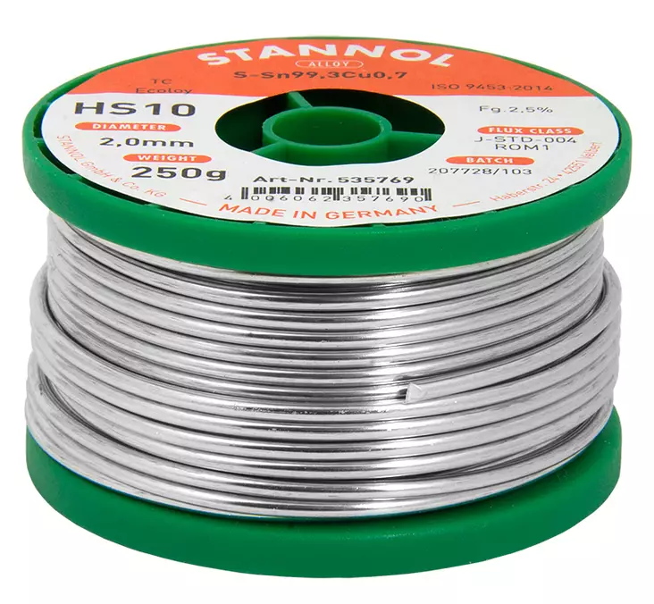 JUOTOSTINARULLA 2,0MM/250G LYIJYTÖN HS10 - Juotoskolvit, tinat ja liimapistoolit - 7013 - 1