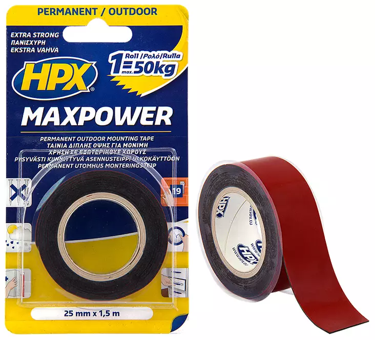 KAKSIPUOLINEN VOIMATEIPPI 25MM X 1,5M - Eristys- ja kaksipuoleiset teipit - 5223 - 1