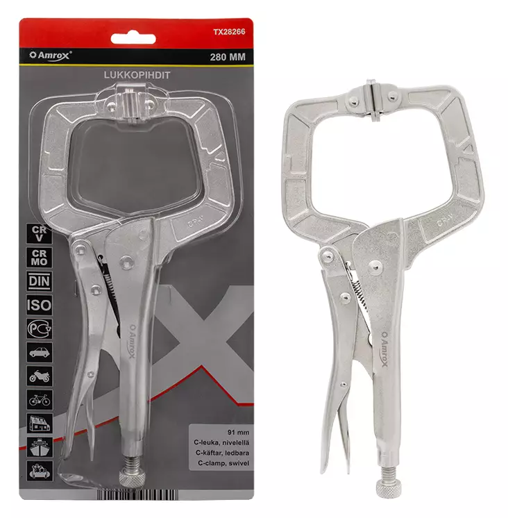 LUKKOPIHDIT 280MM C-LEUKA NIVELELLÄ 91MM - Lukkopihdit - 14963 - 1