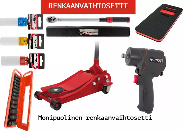 RENKAANVAIHTOSETTI - Iskevät mutterinvääntimet, paineilma - 34893 - 1