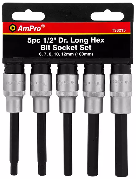PITKÄ KUUSIOKÄRKIHYLSYSARJA 1/2" 5-OS. - Kuusiokoloavaimet ja sarjat - 6044 - 1