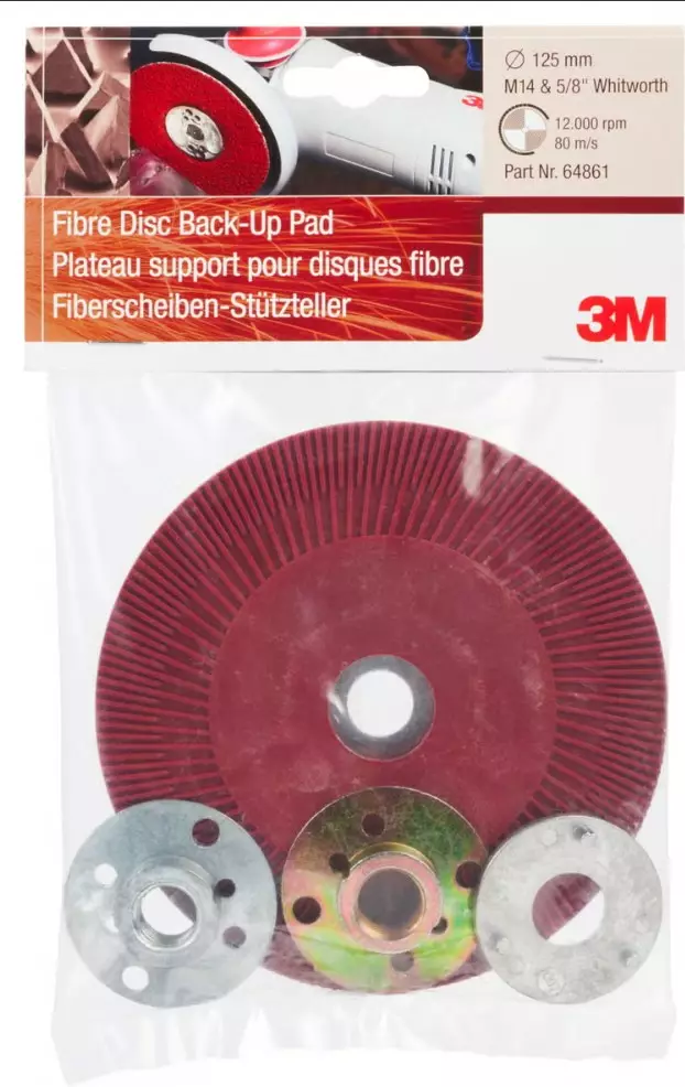 3M™ FIIBERIALUSTA VIISTETTY, 125 MM, PUNAINEN KOVA - Katkaisulaikat metallille - 34954 - 1