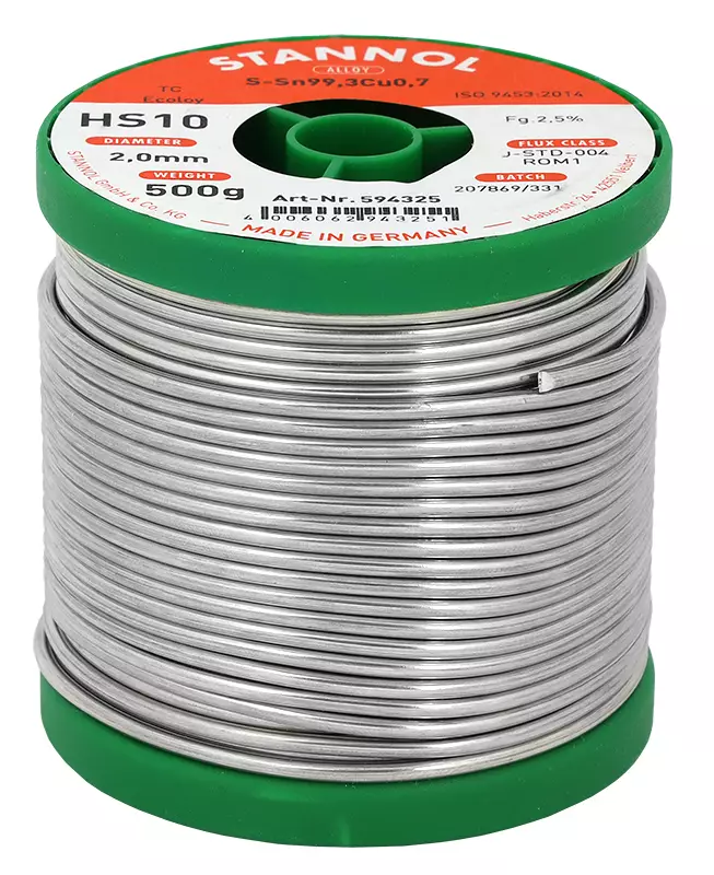 JUOTOSTINARULLA 2,0MM/500G LYIJYTÖN HS10 - Juotoskolvit, tinat ja liimapistoolit - 7014 - 1