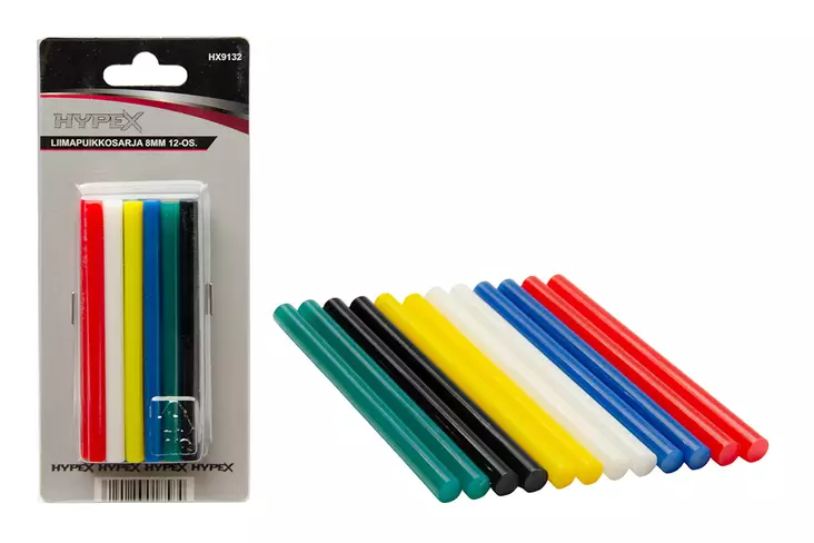 LIIMAPUIKKOSARJA 8MM 12-OS. VÄRILLINEN - Juotoskolvit, tinat ja liimapistoolit - 18674 - 1