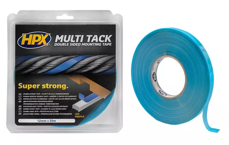 MULTI TACK KAKSIPUOLINEN ASENNUSTEIPPI 12MM X 25M LED-PROFIILI - Eristys- ja kaksipuoleiset teipit - 18134 - 1