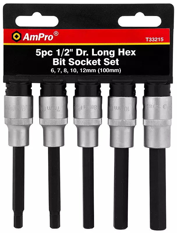 PITKÄ KUUSIOKÄRKIHYLSYSARJA 1/2" 5-OS. - Kuusiokoloavaimet ja sarjat - 6044 - 1