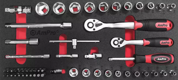 VA-TYÖKALUSARJA 1/4" 3/8" 55-OS.SAE FOAM - Työkalumoduulit - 4904 - 1