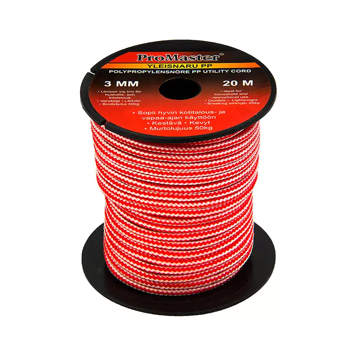 YLEISNARU PP 3MMX20M PUNAINEN - Köydet - 5604 - 1