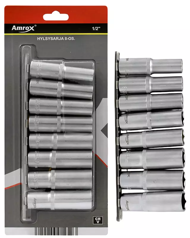 PITKÄ HYLSYSARJA 1/2" 8-OS. 12-19MM - Hylsysarjat 1/2" vääntiöllä - 19025 - 1