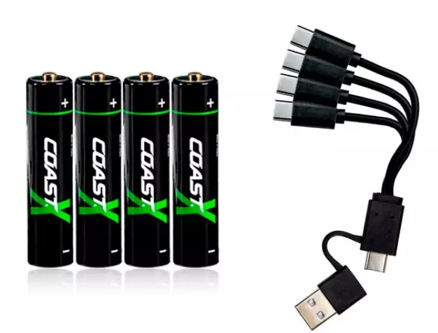 COAST AAA 1,5V 750MAH 4KPL+ LATAUSKAAPELI - Otsavalaisimet - 34875 - 1