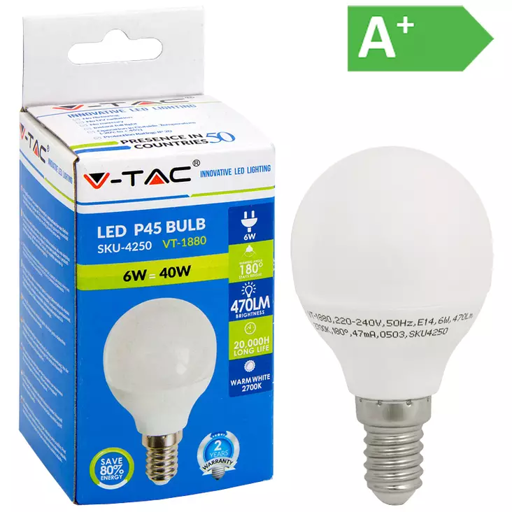 LED-POLTTIMO 5,5W E14 2700K 470LM P45 - LED lamput E14 - 5515 - 1