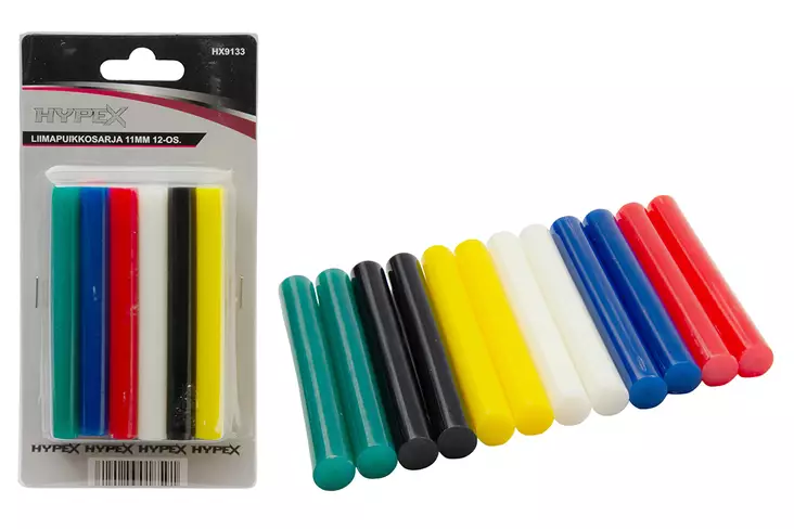 LIIMAPUIKKOSARJA 11MM 12-OS. VÄRILLINEN - Juotoskolvit, tinat ja liimapistoolit - 18675 - 1