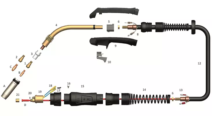 MIG POLTIN 250A-4M 1 KPL - Mig-Polttimet ja kulutusosat - 16845 - 1