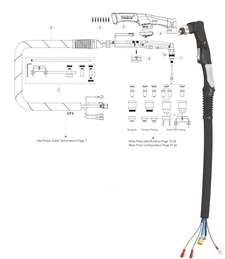PLASMA KONEPOLTIN 120A-6M - Plasma-Polttimet ja kulutusosat - 16955 - 1