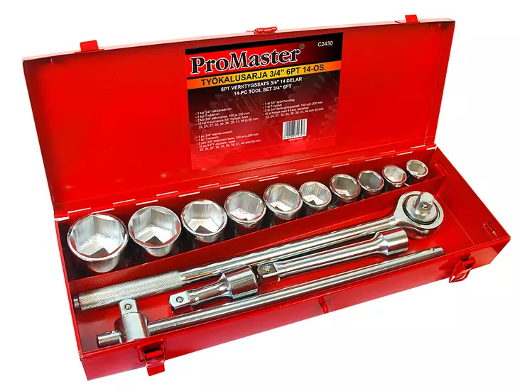 TYÖKALUSARJA 3/4" 6PT 14-OS. - Hylsysarjat3/4" vääntiöllä - 2055 - 1