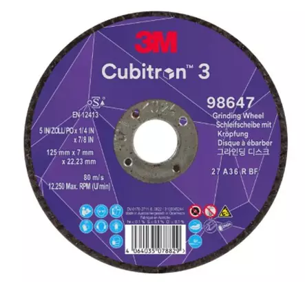 3M CUBITRON 3 HIOMALAIKKA 125 x 7 x 22,23 MM - Katkaisulaikat metallille - 34376 - 1