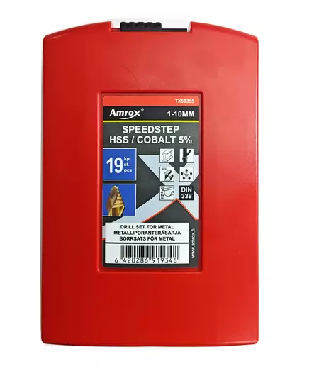 METALLIPORANTERÄSRJ. HSS-E CO5 SPEEDSTEP 19-OS.1-10MM - Kierukkaporasarjat HSS-G - 31736 - 2