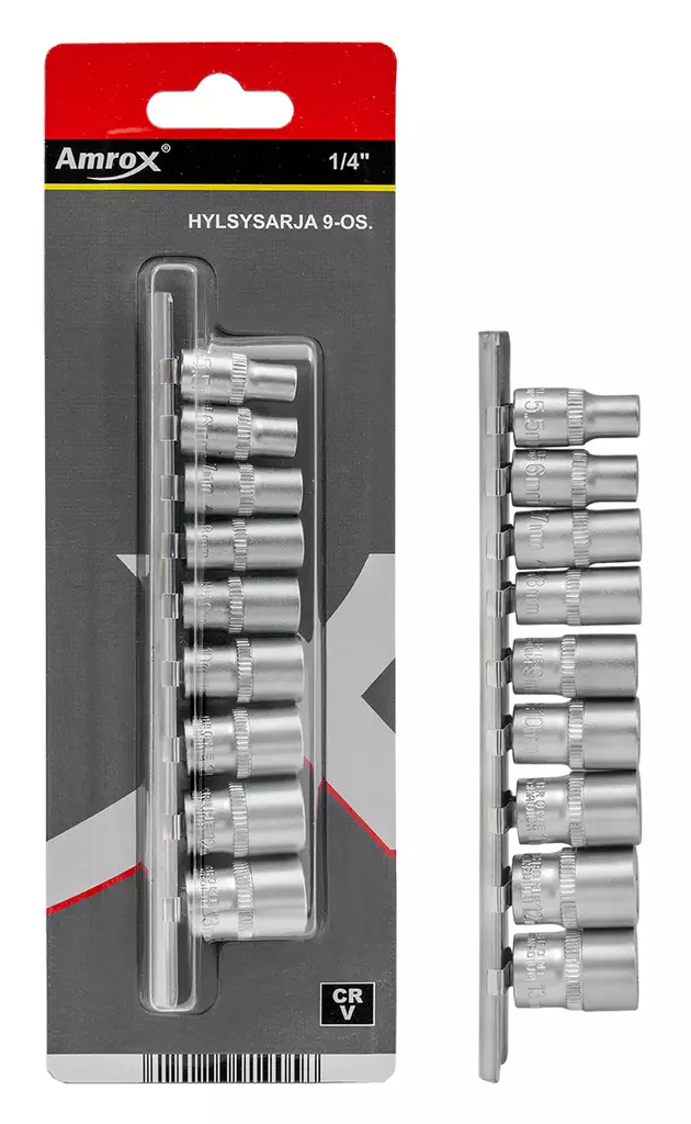 HYLSYSARJA 1/4" 9-OS. - Hylsysarjat 1/4" vääntiöllä - 19166 - 1