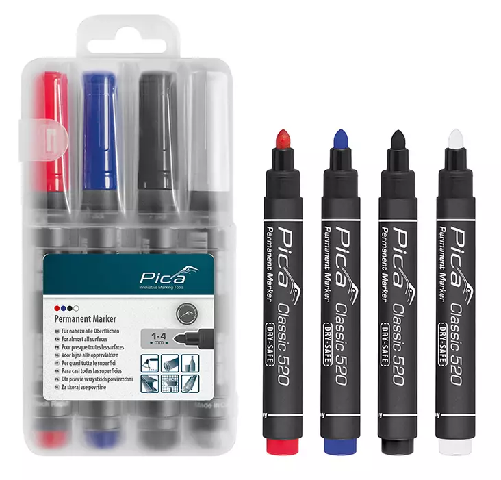 MERKINTÄTUSSI SARJA PYÖREÄ 1-4MM MUSTA SININEN PUNAINEN JA VALKOINEN - Merkintätuotteet - 17766 - 1