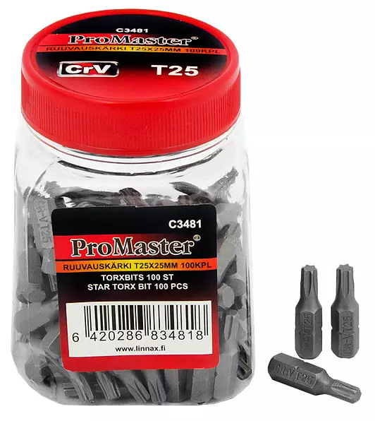 RUUVAUSKÄRKI T25X25MM 100KPL - Ruuvauskärjet ja -sarjat - 2926 - 1