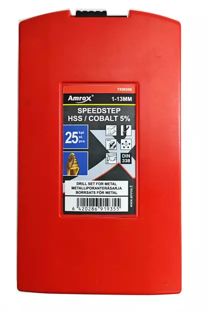 METALLIPORANTERÄSRJ. HSS-E CO5 SPEEDSTEP 25-OS.1-13MM - Kierukkaporasarjat HSS-G - 31737 - 2