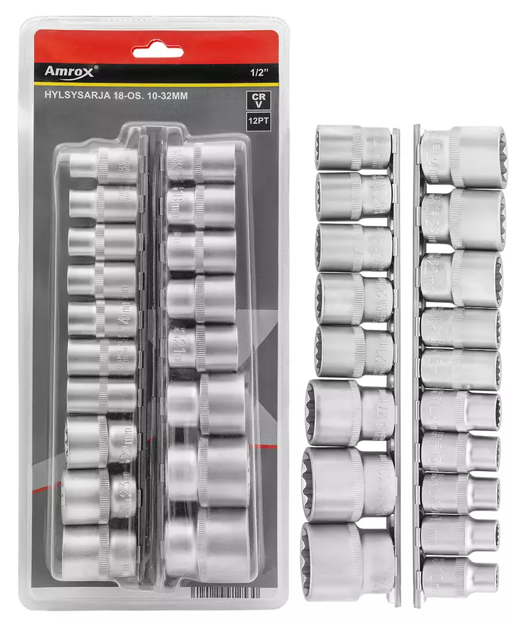 HYLSYSARJA 1/2" 12PT 18-OS. 10-32MM - Hylsysarjat 1/2" vääntiöllä - 31397 - 1