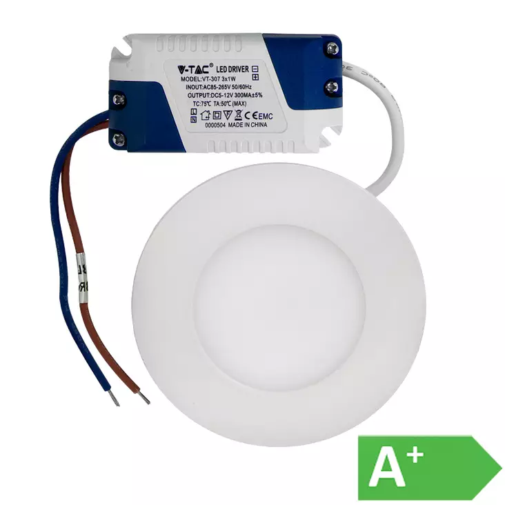 LED-PANEELI 3W PYÖREÄ 84MM 4500K - LED lamput E27 - 5437 - 1