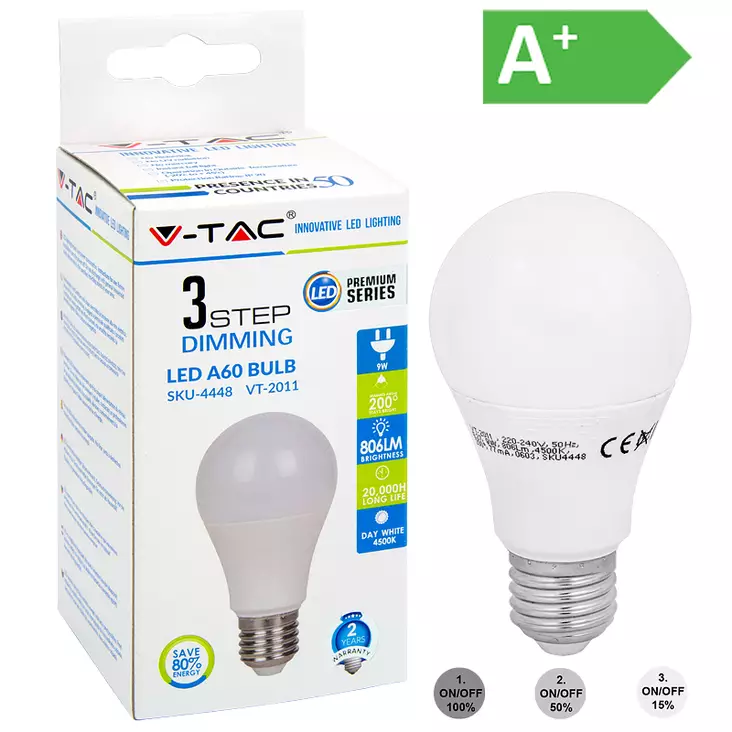 LED-POLTTIMO 9W E27 4500K 806LM A60 HIMM - LED lamput E27 - 4797 - 1