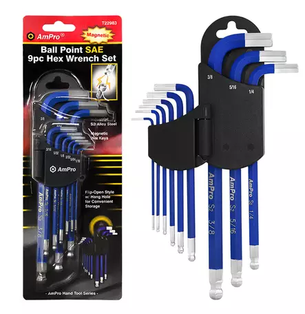 KUUSIOAVAINSARJA 9-OS. SAE S2 MAGNEETILL - Kuusiokoloavaimet ja sarjat - 1468 - 1