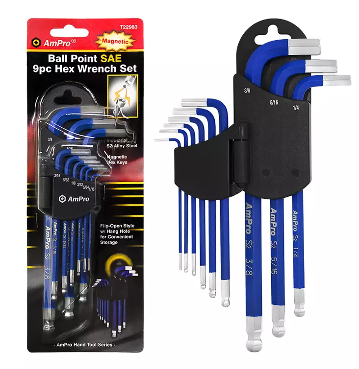 KUUSIOAVAINSARJA 9-OS. SAE S2 MAGNEETILL - Kuusiokoloavaimet ja sarjat - 1468 - 1